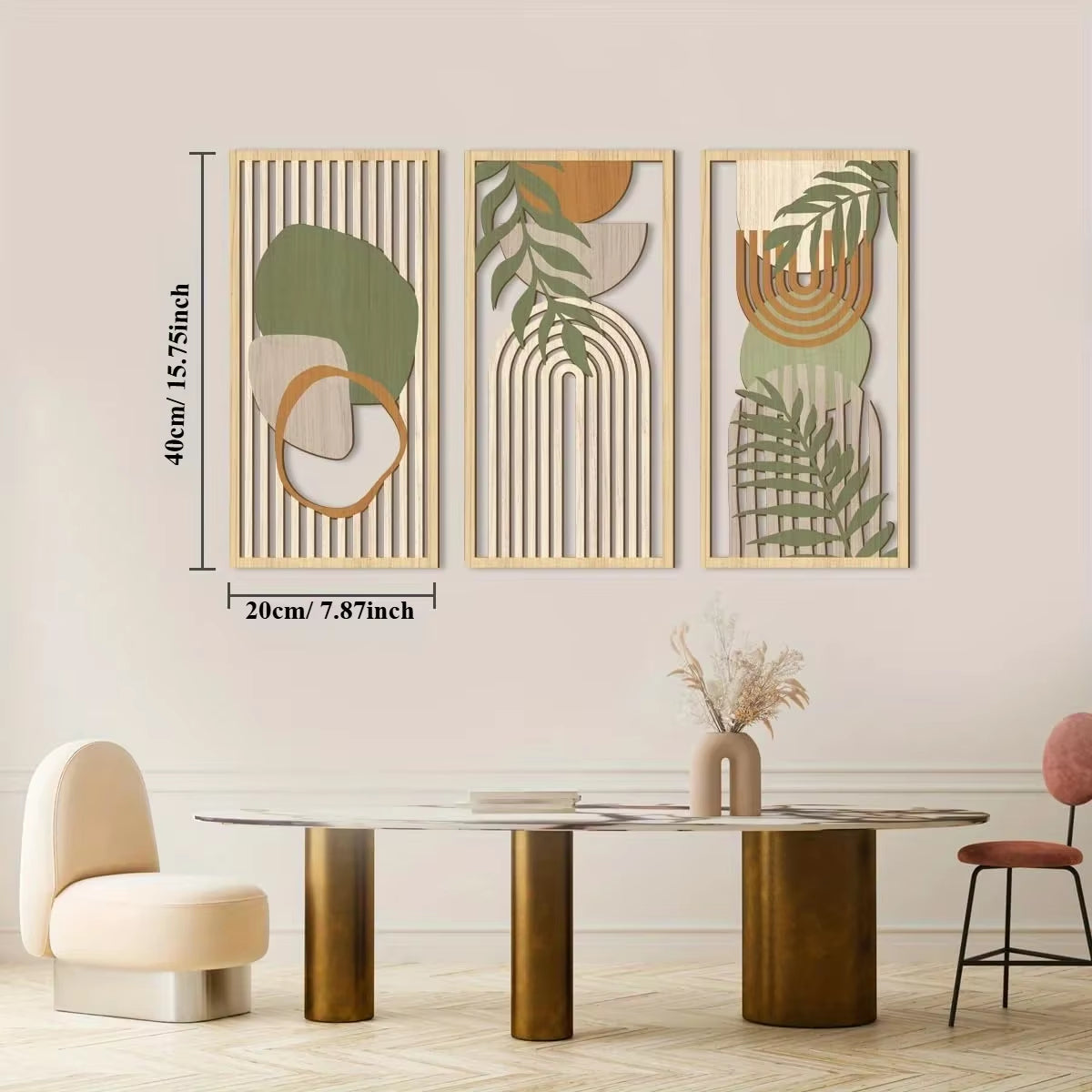 3-Piece Abstract Wooden Wall Art Set